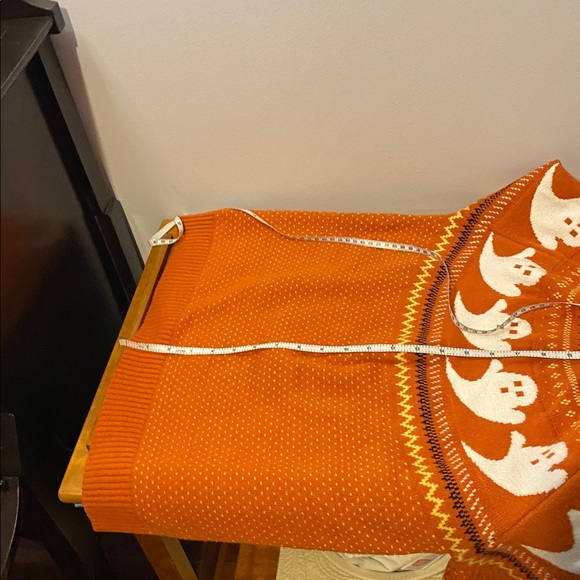 Fair Isle 100% cotton Halloween Ghost sweater, size small, has been dry cleaned - Picture 6 of 7
